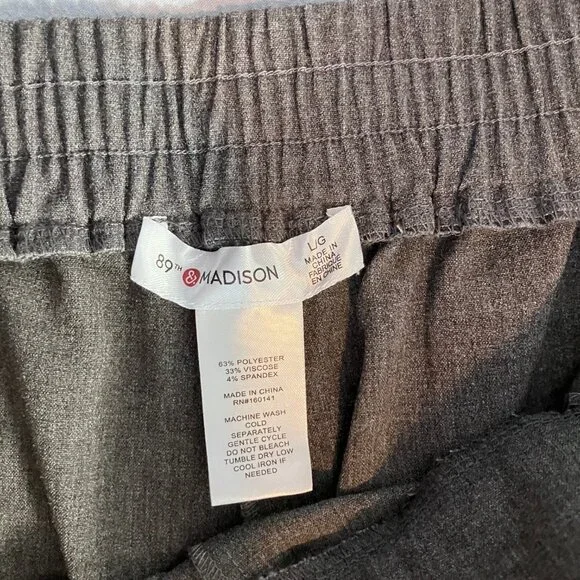 89th & Madison Gray Straight Trouser Dress Pant Large NWOT - Picture 4 of 7